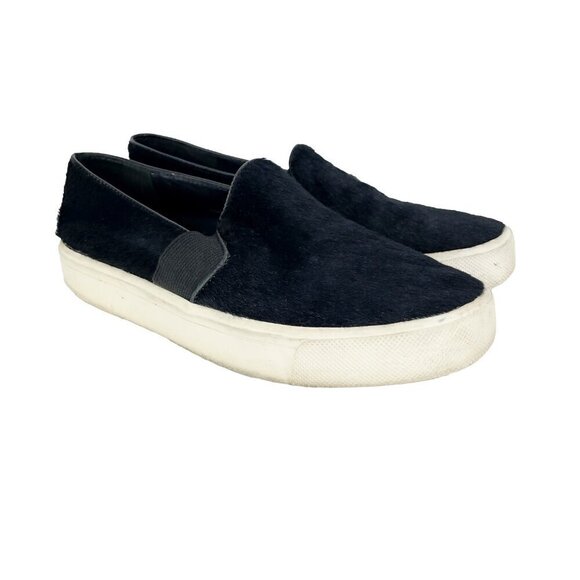 VINCE‎ Blair Calf Hair Slip-On Elastic Gore Black Flatform Sneakers Sz 5M EUR 35 - Picture 2 of 12